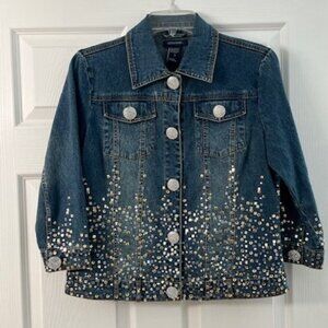 Boston Proper Jean Jacket with Sequins Size Small